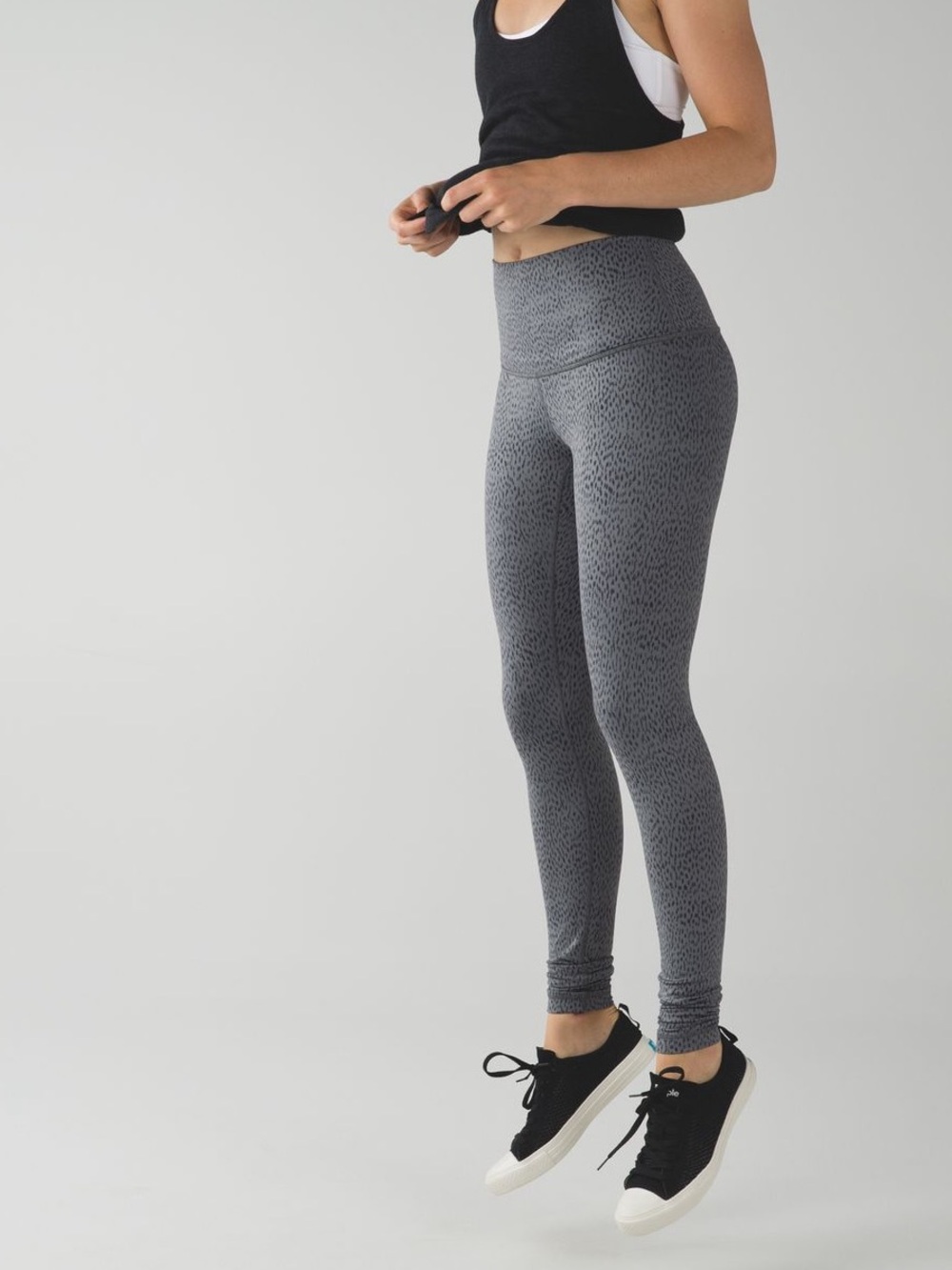 Lululemon Wunder Under Pant *Full-On Luon (Roll Down) Dottie Dash Slate Black 6